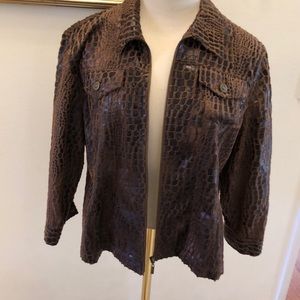 Brown and black light-weight jacket.